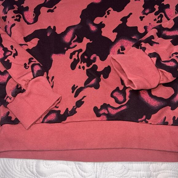 ADIDAS Sweatshirt Women’s Size L Pink Maroon Camo AOP Mock Neck Casual Sporty - Picture 3 of 14